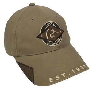 Ducks Unlimited Sponsor Hat Mens OSFM Khaki Tan Cotton Embroidered Hunting Cap